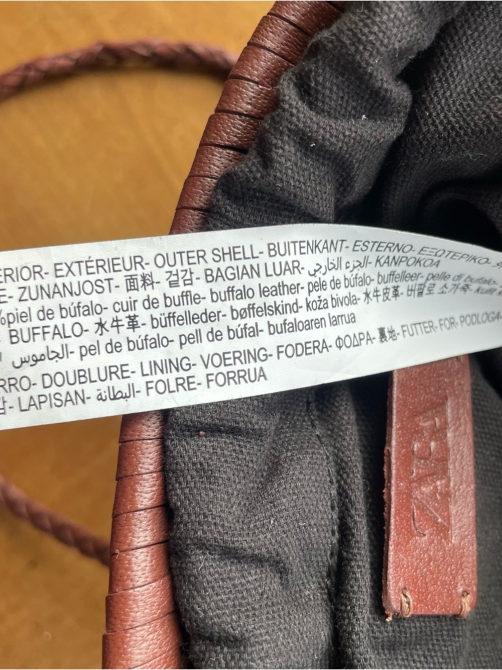 Zara Braided Woven Buffalo Leather Bucket Shoulder Bag - Brown - Picture 9 of 16